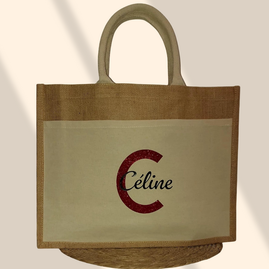 Sac en toile de jute avec pochette
