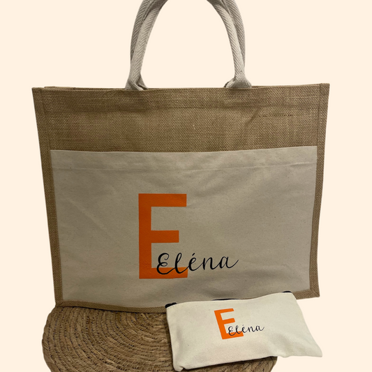 Sac en toile de jute avec pochette