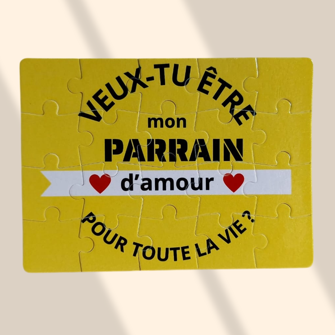 Puzzle demande Veux-tu être ma marraine ? mon parrain ?