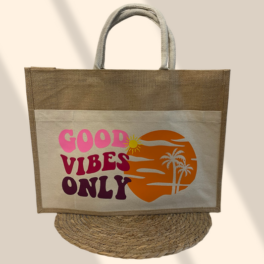Sac en toile de jute Good Vibes Only
