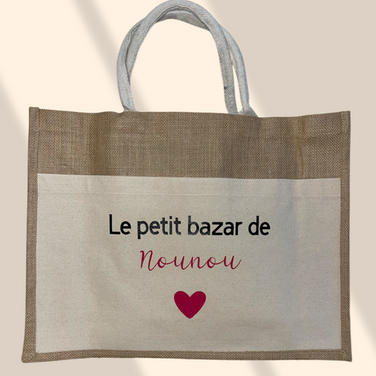 Sac en toile de jute le petit bazar de nounou