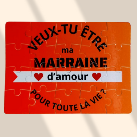 Puzzle demande Veux-tu être ma marraine ? mon parrain ?