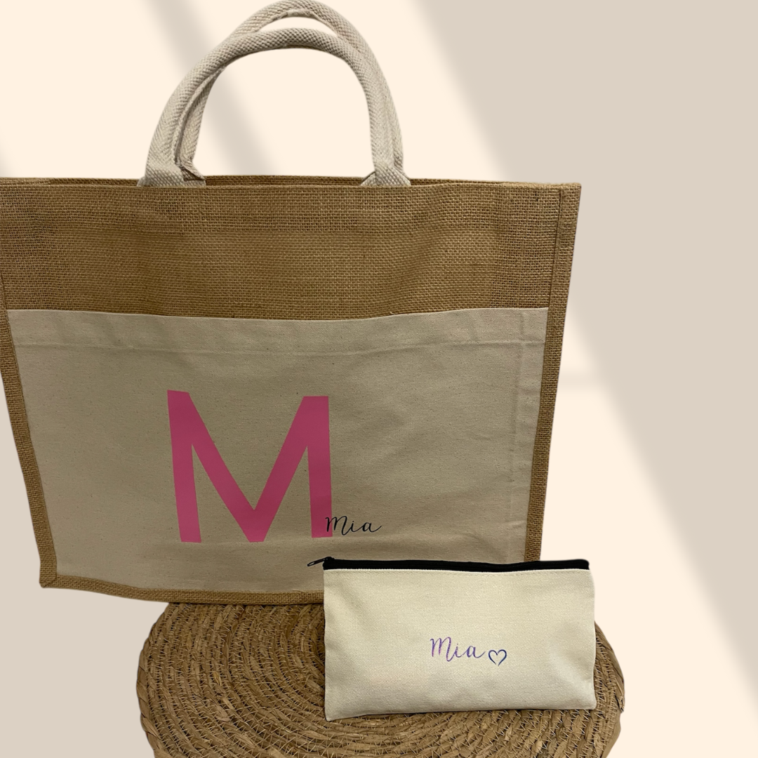Sac en toile de jute avec pochette