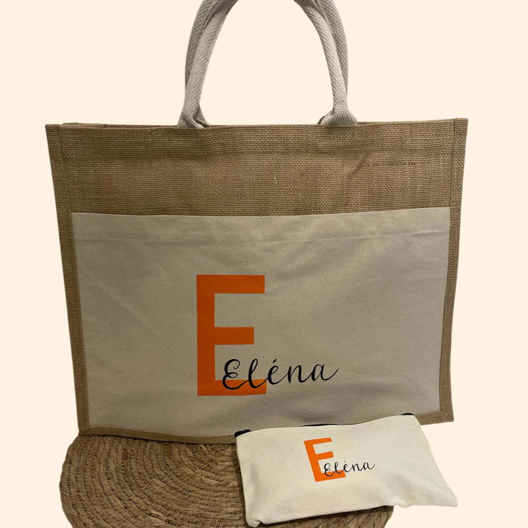 Sac en toile de jute avec pochette