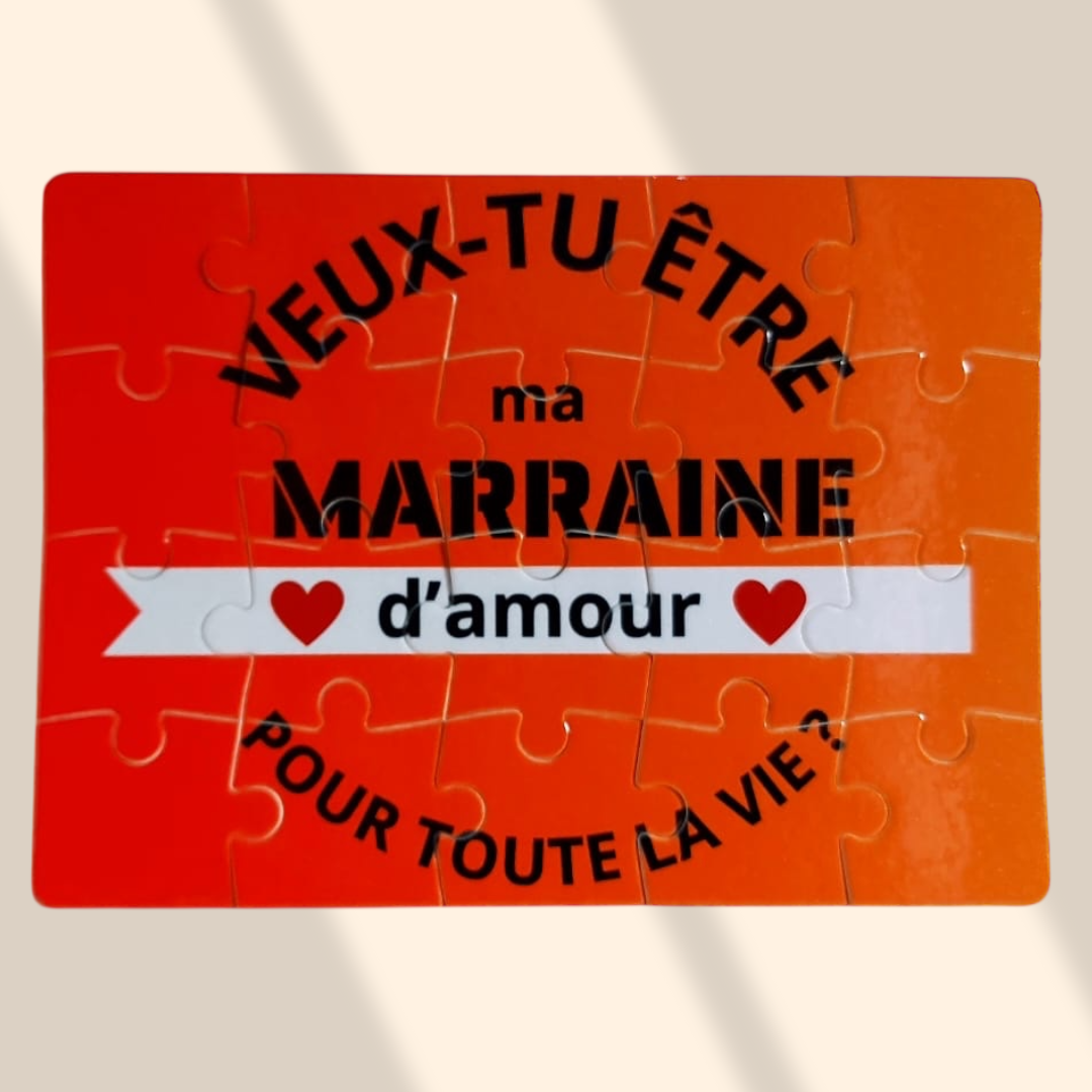 Puzzle demande Veux-tu être ma marraine ? mon parrain ?