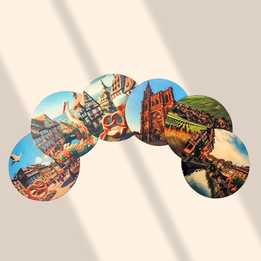 Sous-verre en bois Alsace – 100% personnalisable